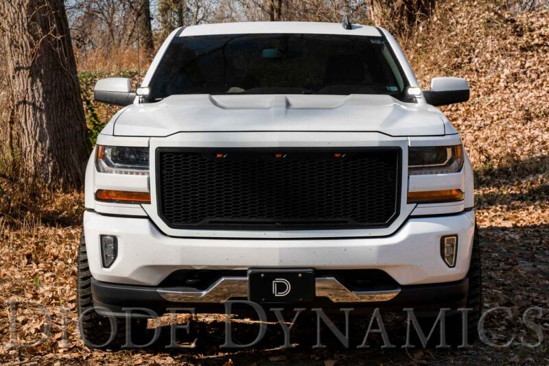 GMC Sierra 1500 LED Ditch Light Kit - Above the hood - Diode Dynamics - SSC2 LED Pods - Sport Yellow - `14-`18